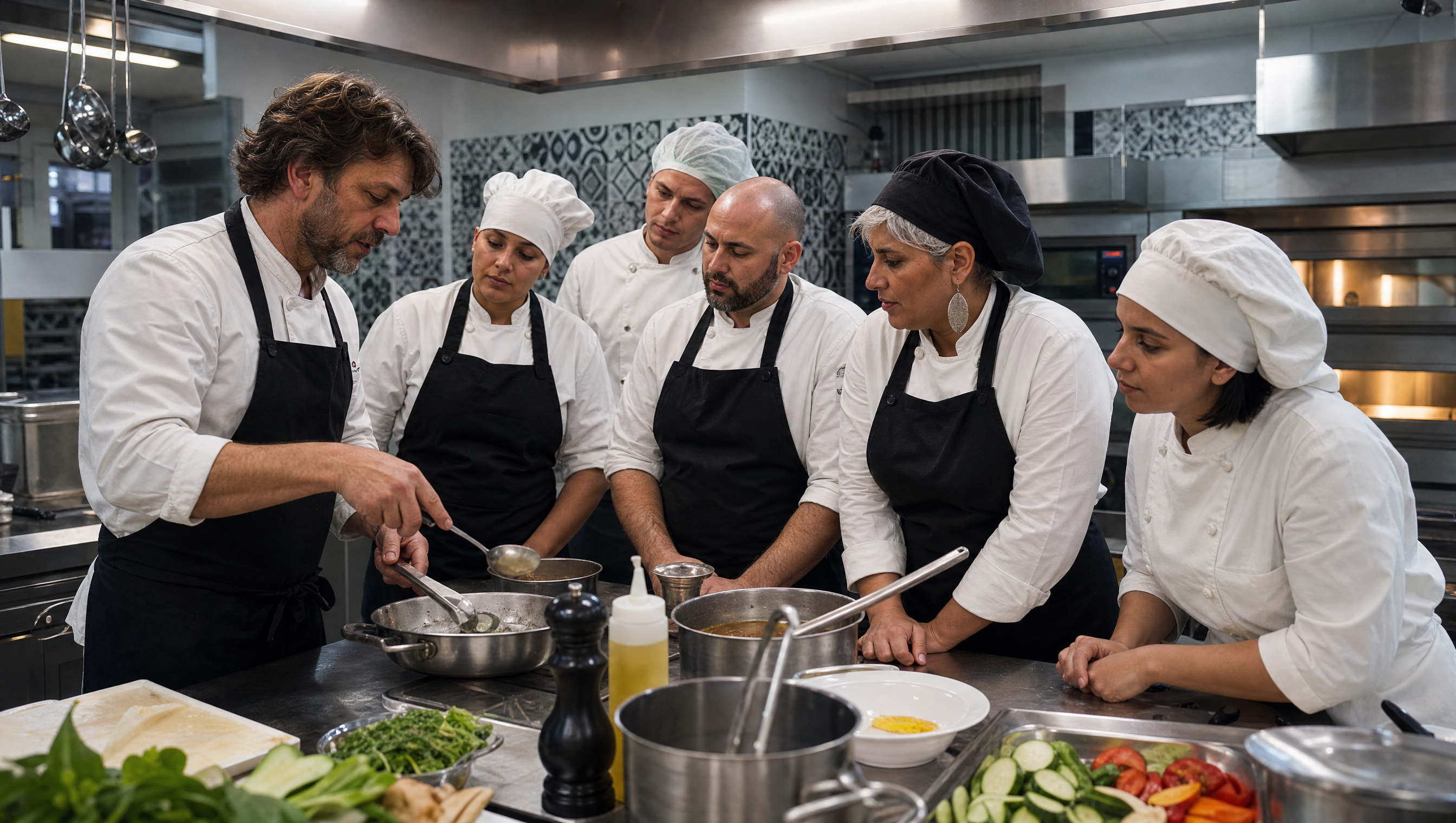 Team in cucina professionale