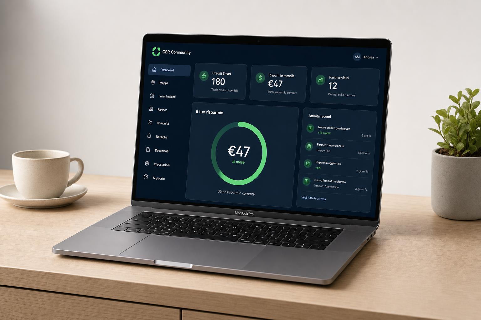 Dashboard Smart Gain Community su MacBook Pro