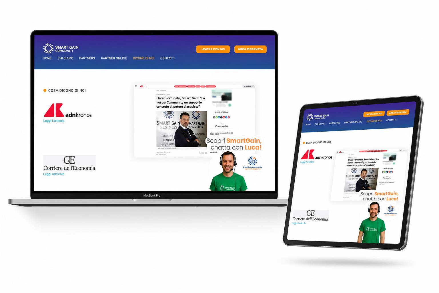Smart Gain Community — ecosistema su MacBook e iPad